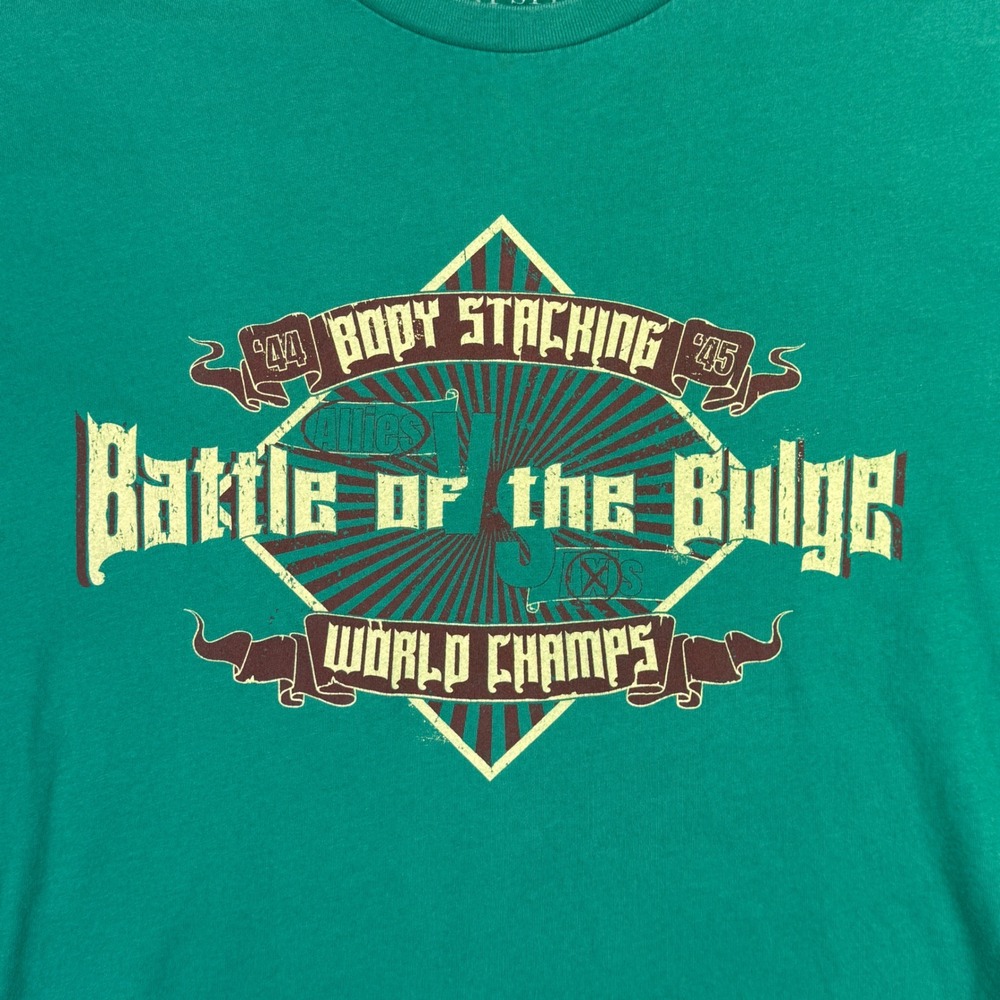 GRUNT STYLE Mens Battle of the Bulge World Champs Graphic T‎ Shirt XL Green USA